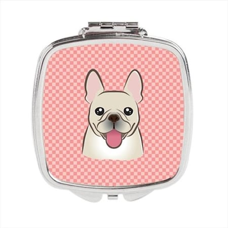 Carolines Treasures Carolines Treasures BB1238SCM Checkerboard Pink French Bulldog Compact Mirror; 2.75 x 3 x .3 In. BB1238SCM